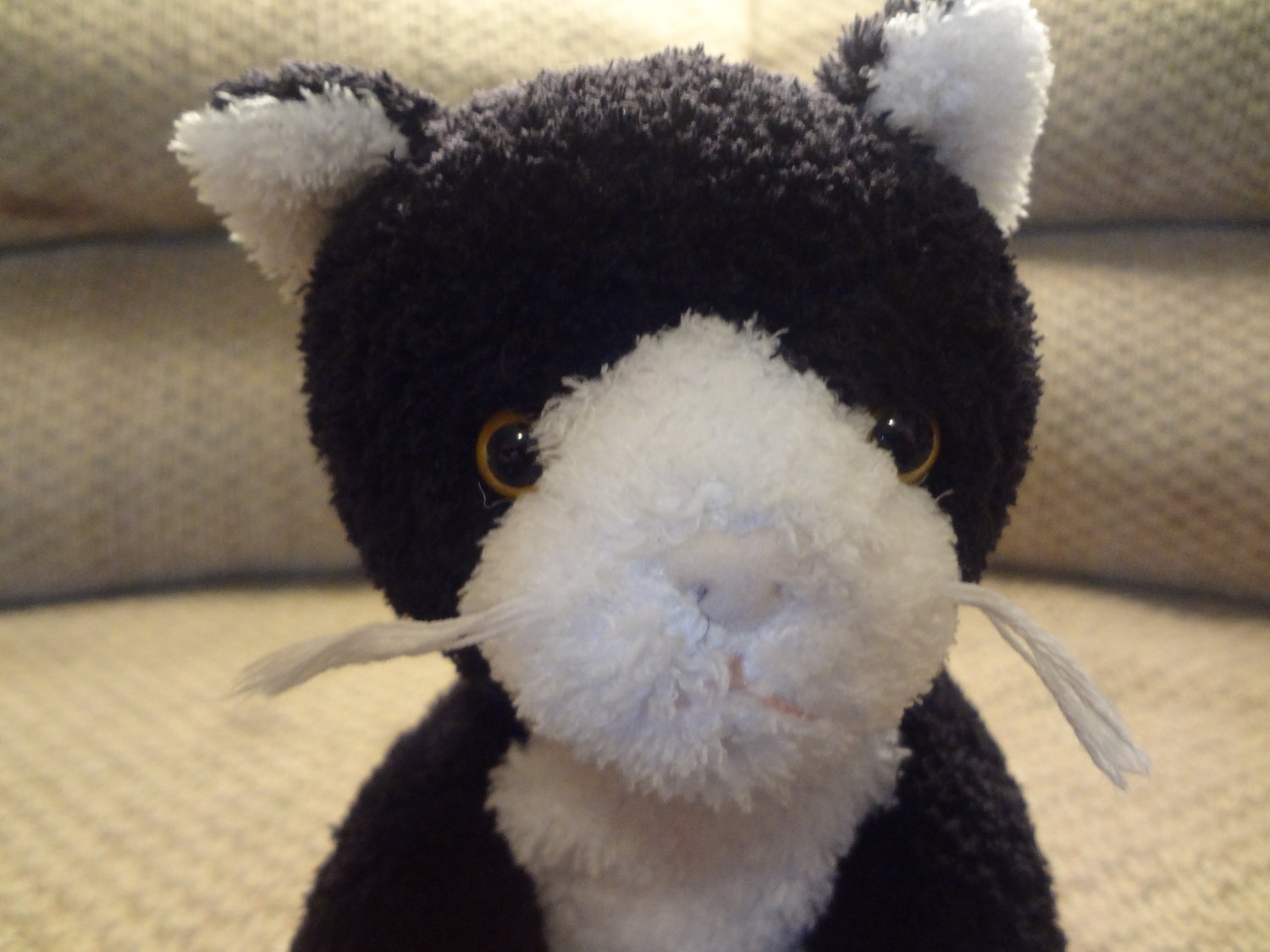 black and white kitty stuffed animal