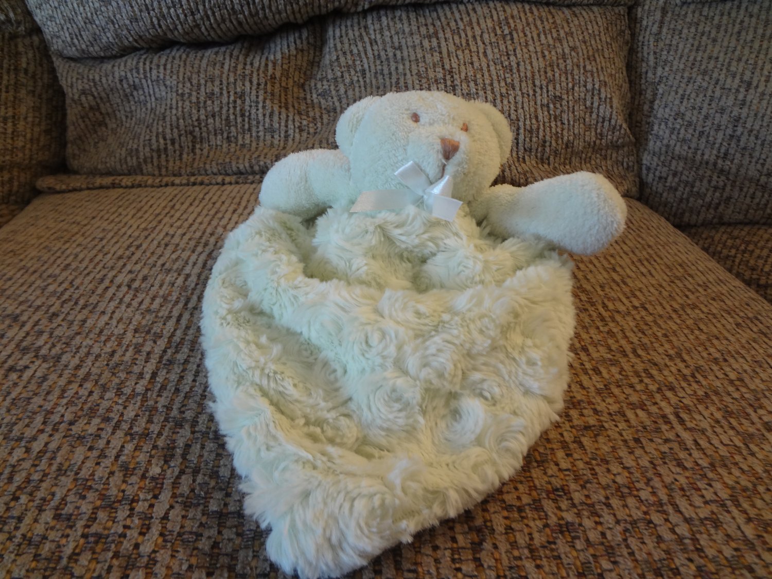 Blankets and Beyond Green Swirls Teddy Bear Skirted Security Blanket
