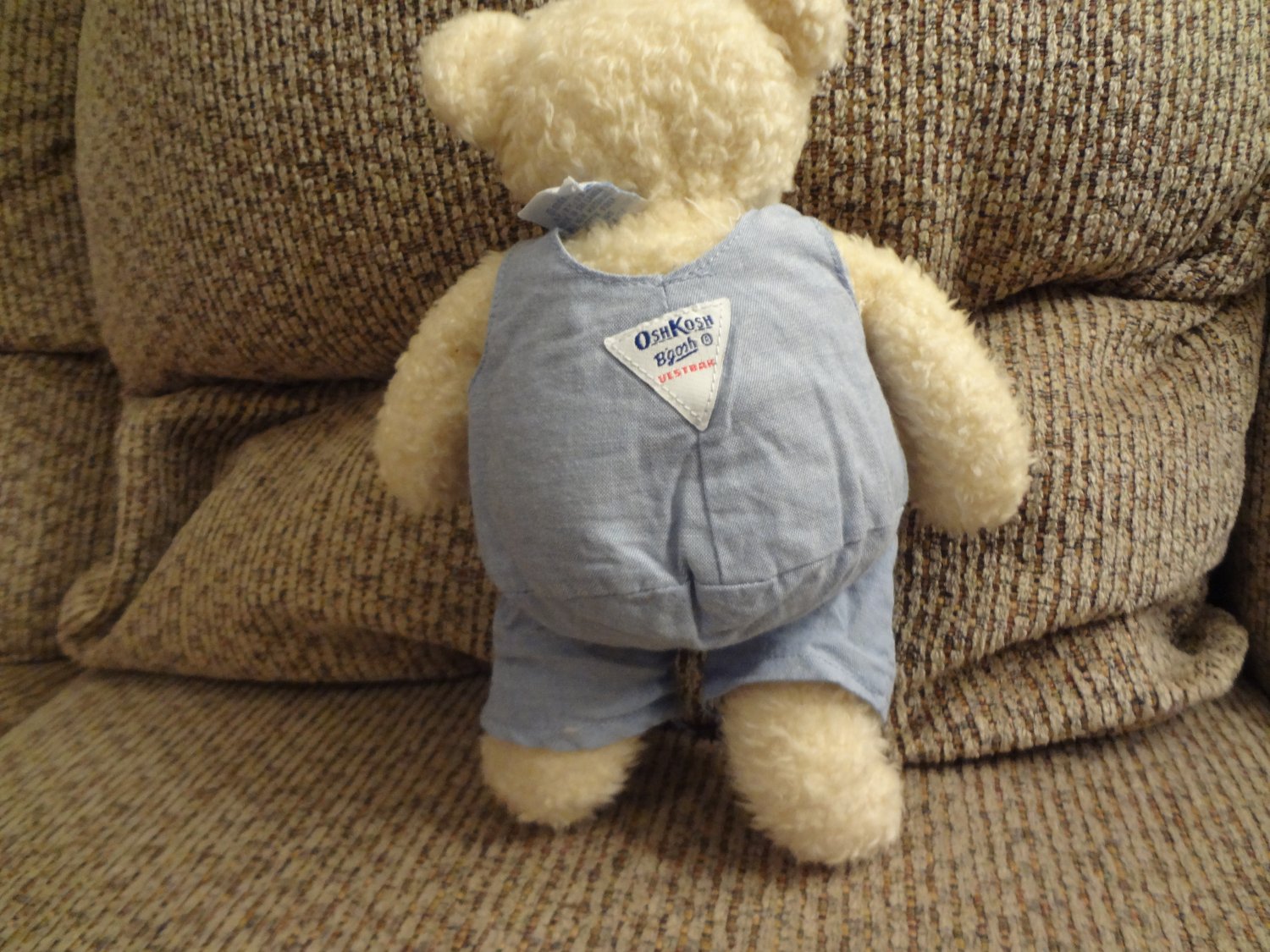 Eden OshKosh B'goshCream Teddy Bear Cloth Overalls lovey Plush 10