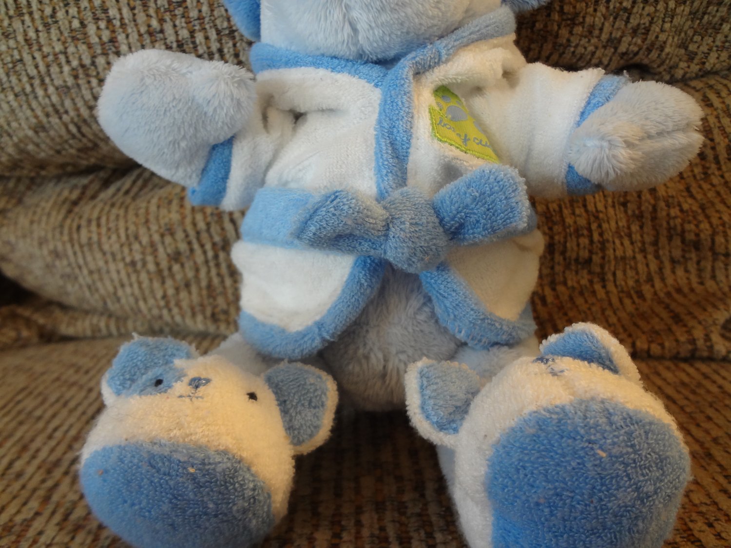 Carters Just One Year Lot Of 2 Blue Puppy Bathrobe Slippers Baby