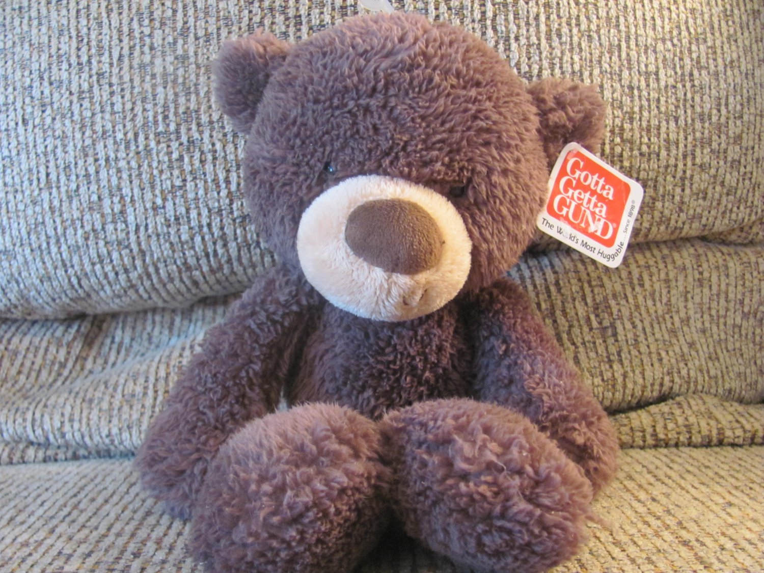 WT Gund 320115 Fuzzy Brown Black Button Eyes Teddy Bear Lovey Plush 13"