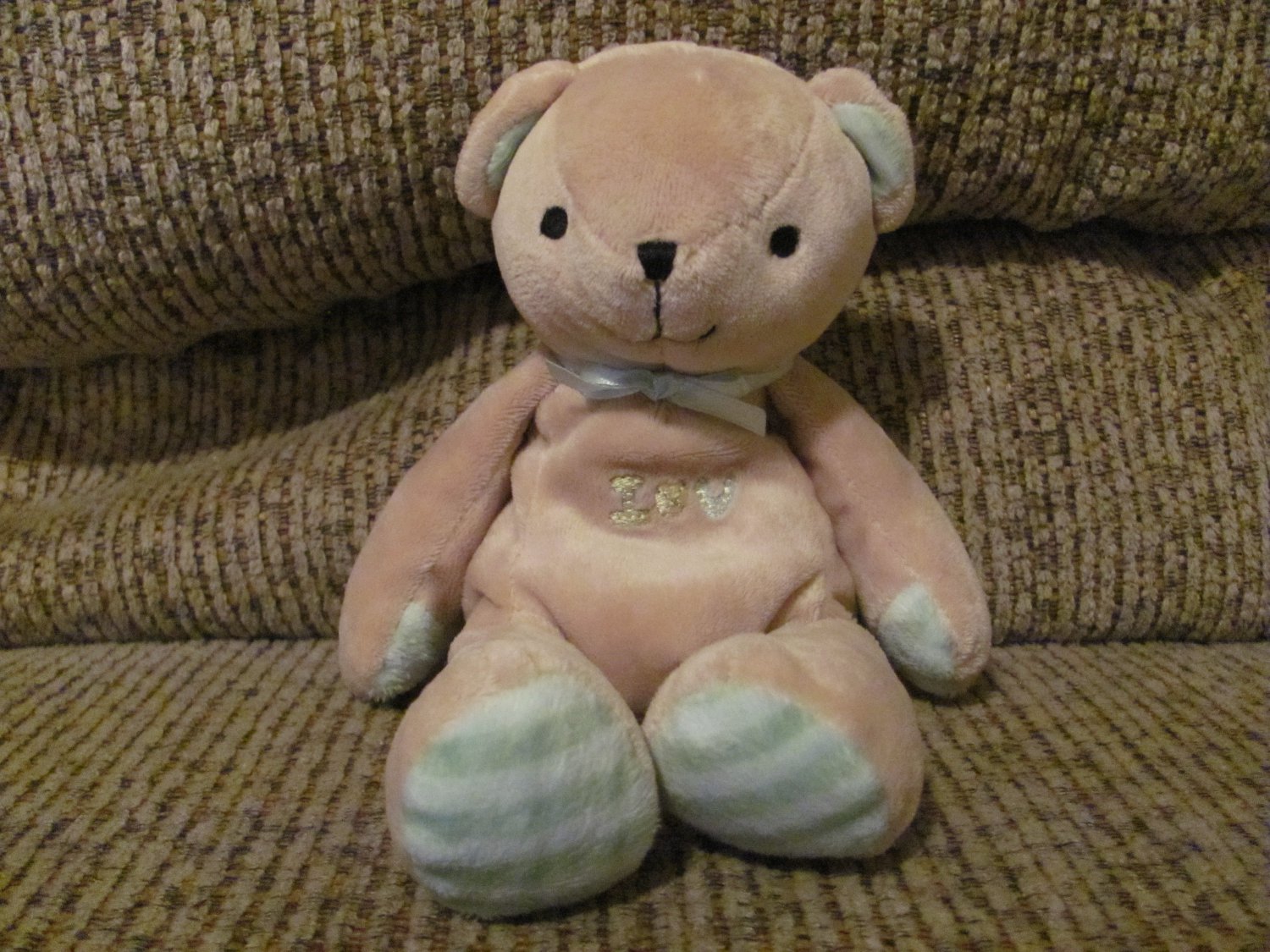 Carters Just One Year Tan I Love You Stitched Teddy Bear Lovey Plush