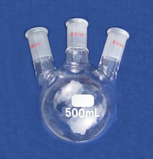 Round bottom flask,3-neck,500ml,24/40,heavy wall