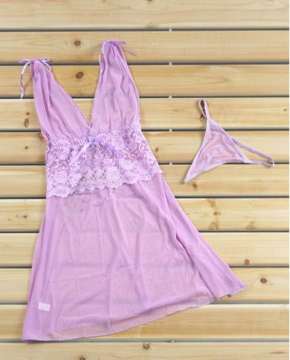 Sexy Sheer Lavender Babydoll Lingerie Set Us Seller