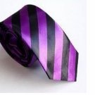 Men's Black Purple Stripes 2'' Skinny Necktie Tie - USA