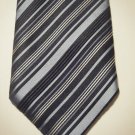 Men's Black , White & Blue Strip Necktie Tie -US SELLER