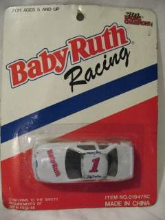 BABY RUTH #1 DIECAST RACING CAR, WHITE IN 1/64th SCALE.