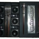 PRESENTATION EBONY ROSEWOOD CHOPSTICK SET (6 pairs of chop sticks): ROYAL BARGE CASE - FREE SHIPPING