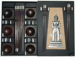 PRESENTATION EBONY ROSEWOOD CHOPSTICK SET (6 pairs of chop sticks): KHON CASE - FREE SHIPPING WWIDE