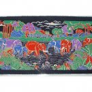 THAI SILK Large Silkscreen  Wall Hanging ELEPHANT WATERING HOLE #14 – FREE Shipping WORLDWIDE