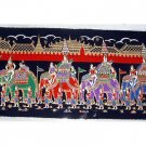 THAI SILK Large Silkscreen  Wall Hanging GRAND PALACE ELEPHANTS #11 – FREE Shipping WORLDWIDE