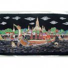 THAI SILK Large Silkscreen  Wall Hanging ROYAL BARGES #10 – FREE Shipping WORLDWIDE