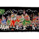 THAI SILK Large Silkscreen  Wall Hanging ELEPHANT WAR BATTLE #9 – FREE Shipping WORLDWIDE