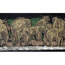 THAI SILK Large Silkscreen  Wall Hanging ELEPHANTS at RIVER BANK #7 – FREE Shipping WORLDWIDE