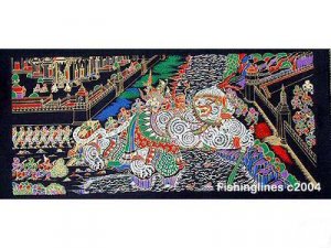 THAI SILK Large Silkscreen  Wall Hanging GRAND PALACE KHON DEMON #6 &acirc;�� FREE Shipping WORLDWIDE