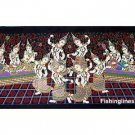 THAI SILK Large Silkscreen  Wall Hanging SIAM DANCE MUSIC GIRLS #5 – FREE Shipping WORLDWIDE