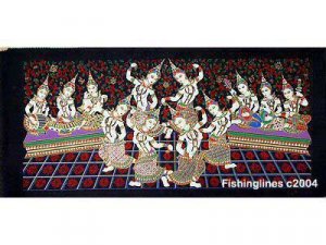 THAI SILK Large Silkscreen  Wall Hanging SIAM DANCE MUSIC GIRLS #5 &acirc;�� FREE Shipping WORLDWIDE