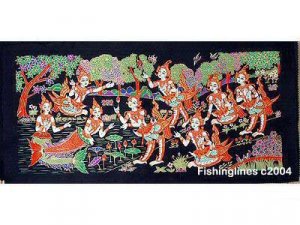 THAI SILK Large Silkscreen  Wall Hanging SIAM MAIDENS in PLAY #4 &acirc;�� FREE Shipping WORLDWIDE