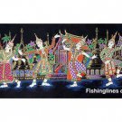 THAI SILK Large Silkscreen  Wall Hanging SIAM VILLAGE DANCERS #3 – FREE Shipping WORLDWIDE