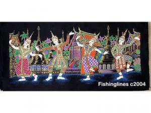 THAI SILK Large Silkscreen  Wall Hanging SIAM VILLAGE DANCERS #3 &acirc;�� FREE Shipping WORLDWIDE