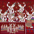 THAI SILK Large Silkscreen Wall Hanging SIAM DANCE MUSIC GIRLS #5 Red– FREE Shipping WORLDWIDE