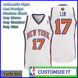 New York Knicks Authentic Style Home Jersey White 17 Jeremy Lin Small to 2X
