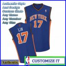 New York Knicks Authentic Style Away Jersey Blue 17 Jeremy Lin Small to 2X
