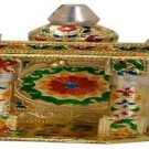 Gold Meenakari Mini Indian Home Pooja Mandir  - 6" X 5" X 10" (Small) ,Puja Ghar