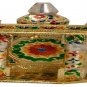 Gold Meenakari Mini Indian Home Pooja Mandir  - 6" X 5" X 10" (Small) ,Puja Ghar