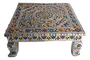 Antique Silver Flower Bajot Large, Premium Quality Puja Bajot /Table/ Chowki