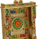 Gold Meenakari Mini Indian Home Pooja Mandir  - 10" X 6" X 14" (Large)