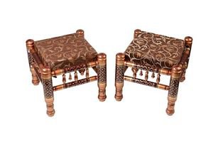 Walnut Finish stool,Bar Stool, Set Of Two Stools