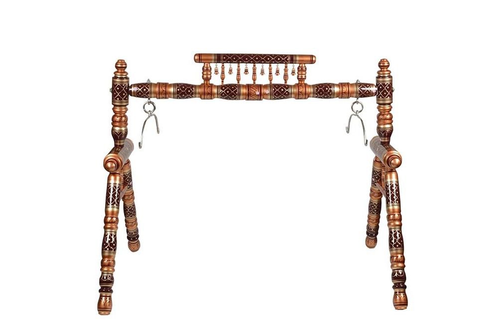 Indian Ghodiyu/Jhoola Black & White Wooden Baby Cradle Swing with Hammock