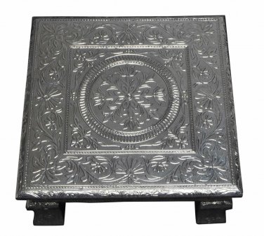 Silver Flower Premium Quality Indian Puja Bajot-Table-Chowki-Chaurang Large 18"