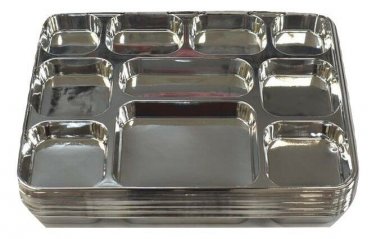10 Compartments Silver Disposable Party Tray Thali Langar Plates 400 Pack