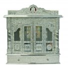Puja Mandir - Wooden Pooja Temple  25" Pure Silver Color Mandir with Doors
