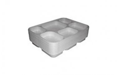 25 Punjabi 6 Section White Disposable Thali Food Trays Plates For Indian Event