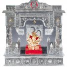 Puja Mandir - Wooden Hindu Temple  25" Panchmukh Mandir  - Oxidized Silver Color
