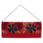 Handmade Womens Red Floral Clutch Purse - Indian Desi Traditional Party Clutch