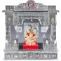 Pooja Mandir - Wooden Puja Temple 22" Panchmukh Mandir - Oxidized Silver Color