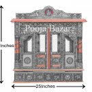 Home Pooja Wooden Mandir with Copper Oxidized Plated Puja Temple