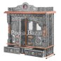 Home Pooja Wooden Mandir with Copper Oxidized Plated Puja Temple
