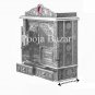 Home Pooja Wooden Mandir with White Oxidized Plated Puja Temple