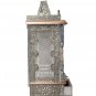 Pooja Mandir - Wooden Home Puja Temple 25" Oxidized Silver Color Mandir No Door