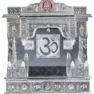 Pooja Mandir - Wooden Puja Temple  25" Panchmukh Mandir  - Oxidized Silver Color