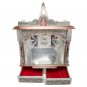 Pooja Mandir - Wooden Puja Home Temple 22" Oxidized Silver Color Mandir No Door