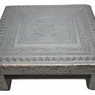 Puja Bajot Wooden Small Chowki Table Silver Kalash - 15" Pooja Bajot table
