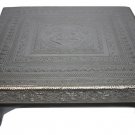 Puja Bajot Wooden Small Chowki Table Silver Kalash - 18" Pooja Bajot table