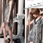 Geometric Patterns Lace V Neck Dress Black