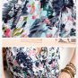 V Neck Low Cut Cotton Floral Mini Dress Blue